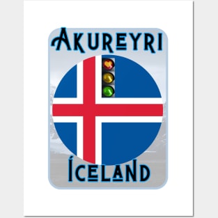 Akureyri Iceland City of Beautiful Traffic Lights Posters and Art